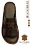Genuine Leather Women's Slippers - Soft Thick Soled Ivy Embroidered Genuine Leather Women's Slippers Brown - 2