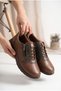 Women's Genuine Leather Comfort Casual Shoes with Laces and Zipper - 2