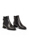 Black Leather Zippered Stylish Comfortable Women's Heeled Boots with Lock Accessory - 4