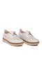 White Genuine Leather Rubber Laced Patterned Women's Casual Shoes - 3
