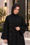 عباية سراميك سوداء بتخريم وتطريز وشك كريستال - 3