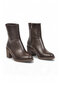 Brown Leather Zippered Women's Heeled Boots Daily Office Event Stylish Comfortable Boots - 4