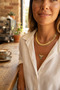 Brass Gold Color Phoenix Object and Snake Chain Detailed Women's Necklace Combination - 2