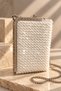 White Sequined Hand Knitted Bag – Embroidered Metal Framed Evening Dress Bag with Chain Strap - 2