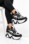 Women's Black and White High Heel Sneakers 10 cm Height