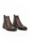 Brown Genuine Leather, Fur Inside, Cold Resistant Rubber Sole, Zippered Men's Chelsea Boots - 4