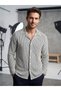 Men's Long Sleeve 100% Cotton Blend Regular Fit Dobby Lapel Striped Shirt