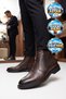 Brown Genuine Leather, Fur Inside, Cold Resistant Rubber Sole, Zippered Men's Chelsea Boots - 3