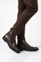Brown Genuine Leather, Fur Inside, Cold Resistant Rubber Sole, Zippered Men's Chelsea Boots