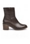 Brown Leather Zippered Women's Heeled Boots Daily Office Event Stylish Comfortable Boots - 2