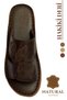 Genuine Leather Women's Slippers - Soft Thick Sole Butterfly Embroidery Genuine Leather Women's Slippers Brown - 3