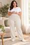 Ribbed King Size Stretchy Camisole Seasonal Pajama Bottoms - Light Beige