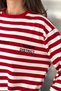 Women's Striped Crew Neck Long Sleeve Oversize Sweatshirt - 5