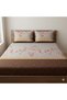 3 Pieces Flat Bedsheet Set with Floral Pattern King Size Bed Pillow Cover Set with 1 Bedsheet, 2 Pillow. Bedding Set (Dark Brown!, King (U.K. Standard)) - 3