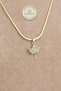 Steel Necklace - Stone-Encrusted Sycamore Leaf 316L Steel Italian Crushed Chain Necklace, Non-Tarnishing, Non-Fading, 39+5cm - 4