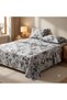 3 Pieces Flat Bedsheet Set with Floral Pattern King Size Bed Pillow Cover Set with 1 Bedsheet, 2 Pillow. Bedding Set (White Black flower, King (U.K. Standard)) - 5