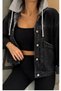 Women's Denim Jacket with Hood - 4