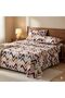 3 Pieces Flat Bedsheet Set with Floral Pattern King Size Bed Pillow Cover Set with 1 Bedsheet, 2 Pillow. Bedding Set (White Geometrical, King (U.K. Standard)) - 5