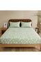 3 Pieces Flat Bedsheet Set with Floral Pattern King Size Bed Pillow Cover Set with 1 Bedsheet, 2 Pillow. Bedding Set (Light Floral Green., King (U.K. Standard)) - 3
