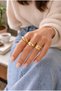 Women's Gold Color 3-Piece Combination Ring Set Croissant and Curved Model (Shipped with Box)