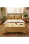 Luxury 3-Piece Turkish Cotton Bedsheet Set – 300 Thread Count, Elegant Stripe & Plain Dyed Flat Sheet Collection with Matching Pillowcases (King Size) (Gold, King (U.K. Standard)) - 6