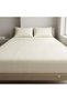 Luxury 3-Piece Turkish Cotton Bedsheet Set – 300 Thread Count, Elegant Stripe & Plain Dyed Flat Sheet Collection with Matching Pillowcases (King Size) (Cream, King (U.K. Standard)) - 3