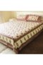 Bedsheet and 2 Pillow Covers - Maroon Light Green and Cream print - 7
