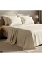 Luxury 3-Piece Turkish Cotton Bedsheet Set – 300 Thread Count, Elegant Stripe & Plain Dyed Flat Sheet Collection with Matching Pillowcases (King Size) (Cream, King (U.K. Standard))