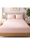 Luxury 3-Piece Turkish Cotton Bedsheet Set – 300 Thread Count, Elegant Stripe & Plain Dyed Flat Sheet Collection with Matching Pillowcases (King Size) (Peach, King (U.K. Standard)) - 3