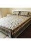 Bedsheet and 2 Pillow Covers - Orange Light Brown and Grey printed