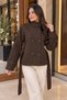 Bsk Model Stand Collar Thick Cashmere Lined Oversize Women's Coat Black Winter Buttoned Jacket - 3