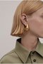 Women's Gold Color 30 mm Drop Model Curved Earrings (Shipped with Box)