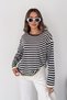 Women's Crew Neck Striped Knitwear Sweater Relaxed Fit Long Sleeve - 4