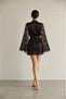 Silky Satin Lace Sleeve Short Dressing Gown - 3