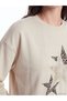 Peak New Season Beige Printed Oversized Women's Sweatshirt Tunic. - 3