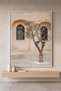 Rustic Stone Courtyard Architecture Wall Art | Portrait Framed Canvas Print | Luxury Home Decor