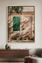 Mediterranean Green Shutters Architecture Wall Art | Portrait Framed Canvas Print | Home Decor