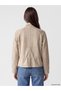 Özmarka New Season Beige Gathered Suede Look Women's Jacket - 5