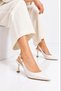Women's Mirror Medium Heeled Pointed Toe Open Back Stylish Evening Dress Stiletto - 5