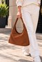 Set of 2 Suede Shoulder Bags – Soft Textured Women's Bags with Adjustable Straps - 2