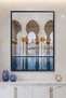 Golden Serenity Architecture Wall Art | Portrait Framed Canvas Print | Modern Decor for Living Room