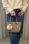Women's Mink Knitted Patterned Stylish Hand and Shoulder Bag with Charm Gift - 2