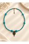 Women's Blue Beaded Fish Figured Handmade Necklace Bijouterie Gift Accessory - 2