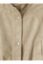 Özmarka New Season Beige Gathered Suede Look Women's Jacket - 8