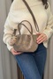 Women's Mink Knitted Patterned Stylish Hand and Shoulder Bag with Charm Gift - 4