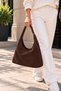 Set of 2 Suede Shoulder Bags – Soft Textured Women's Bags with Adjustable Straps - 3