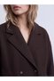 Özmarka New Season Brown Double-Breasted Collared Women's Cashmere Coat - 3