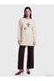 Peak New Season Beige Printed Oversized Women's Sweatshirt Tunic. - 2