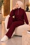 Women's Hijab Snap Collar Modal Fabric Double Set with Wide Leg Pants, Comfortable Cut, Sporty and Stylish Set - 5