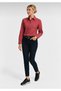 Women's Burgundy Long Sleeve Slim Shirt. - 6
